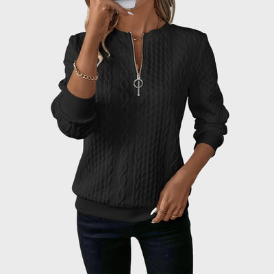 Елена - Стилна Блуза с цип и текстура