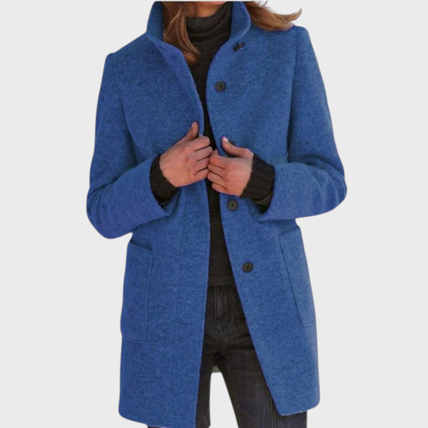 Симона - Стилно дамско палто с висока яка