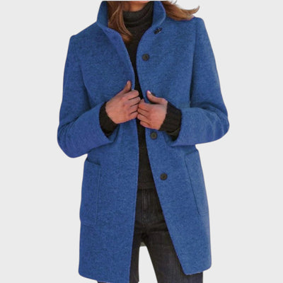 Симона - Стилно дамско палто с висока яка