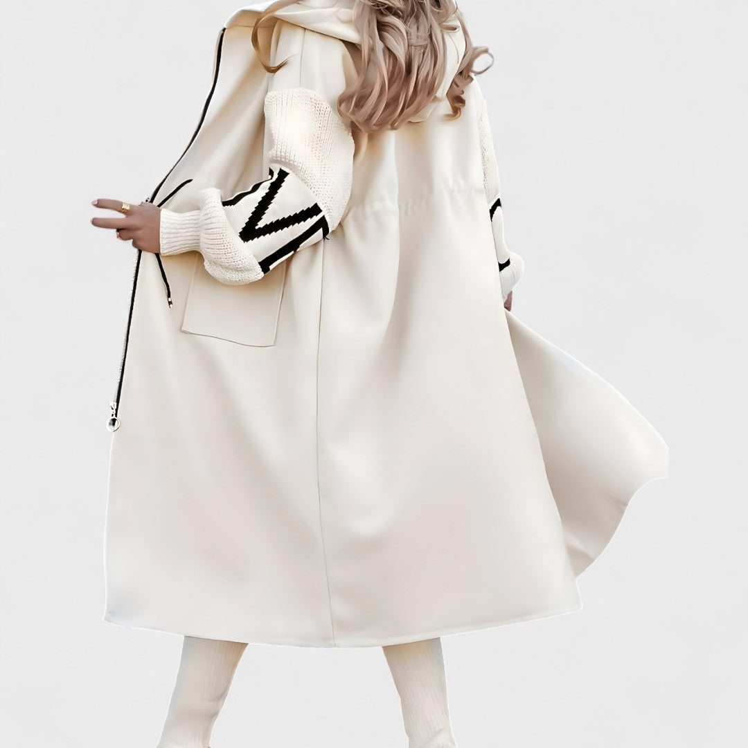 ПЕГИ - Дамско яке с плетени ръкави и качулка