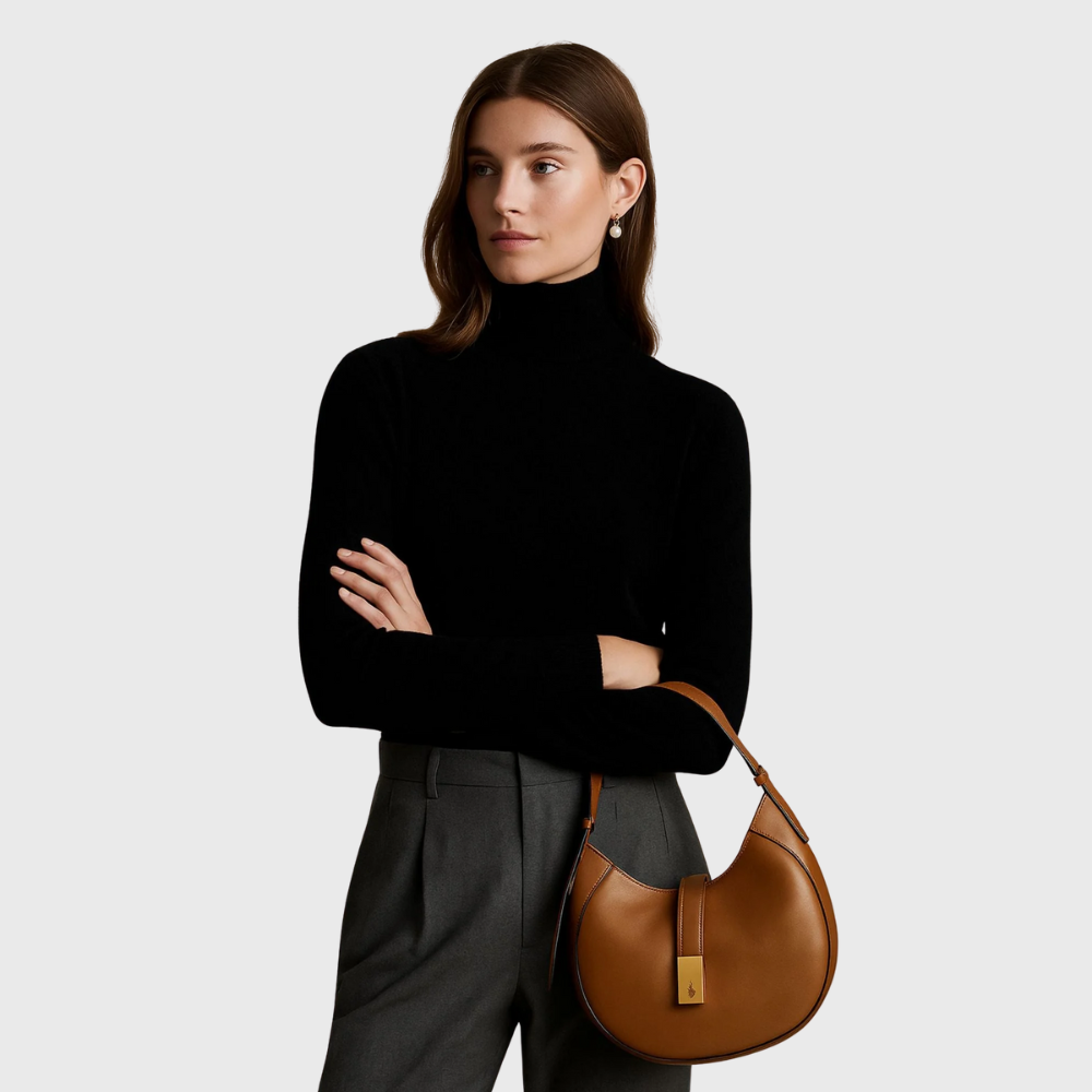 Кашмирен пуловер с висока яка