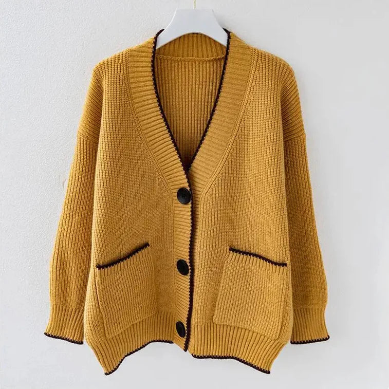 Стилен Свръхразмерен Плетен Жилетка