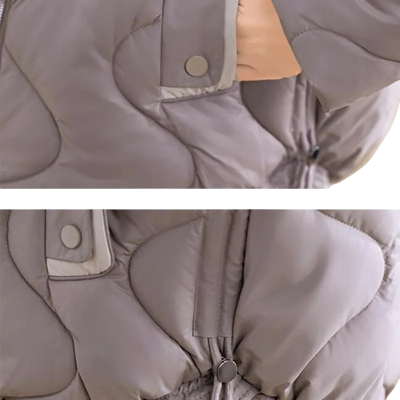 Стефания – Топла дамска зимна яка с качулка и стегнат дизайн