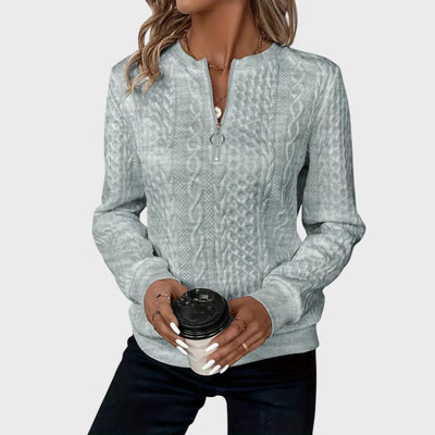 Елена - Стилна Блуза с цип и текстура