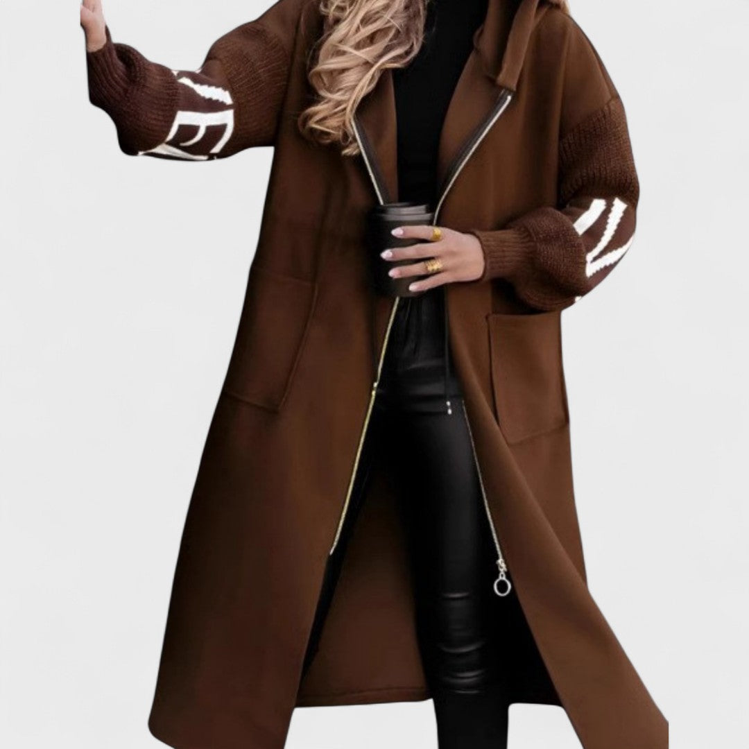 ПЕГИ - Дамско яке с плетени ръкави и качулка