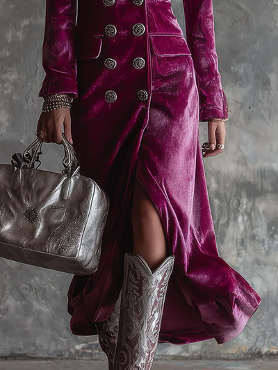 Исабел | Велурна Макси Блейзър Рокля