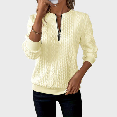 Елена - Стилна Блуза с цип и текстура