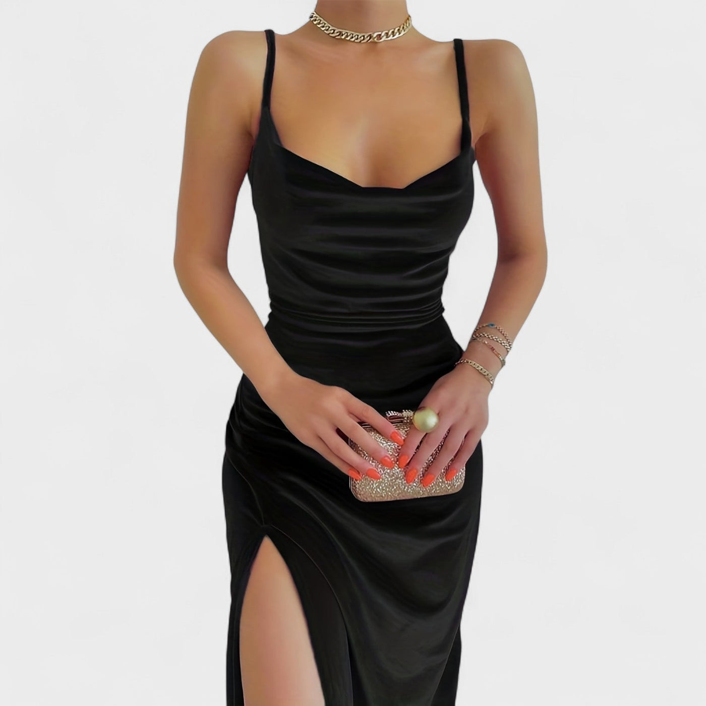 Габриела - Рокля от кадифе с страничен разрез